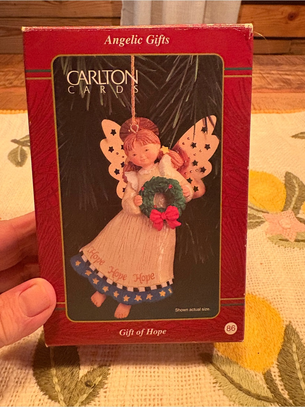 Carlton Cards Angelic Gifts Ornament in Red, White, Green, Blue